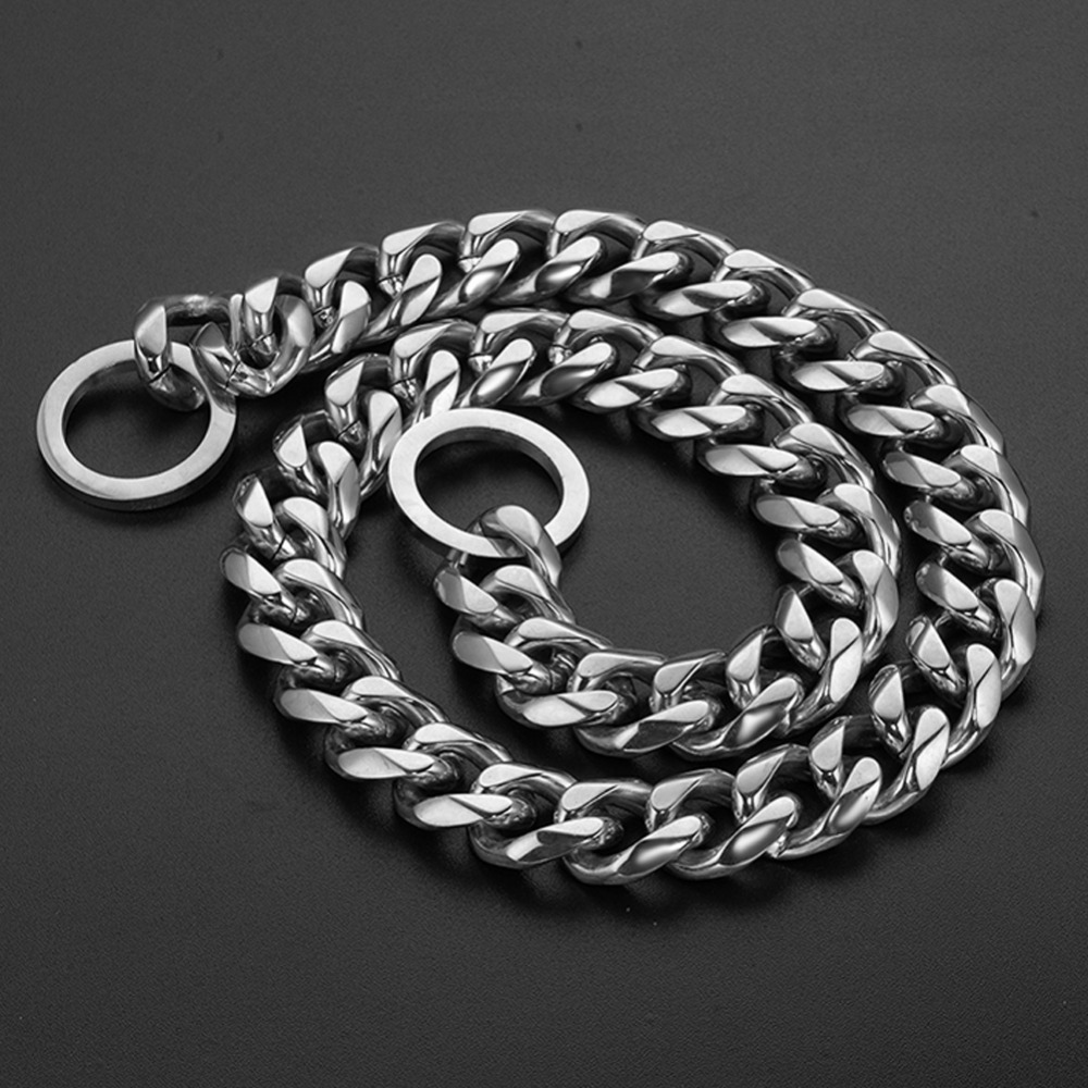 Large Stainless Steel Silver Chain Dog Collar Cuban Link Unique Designer Choke | eBay